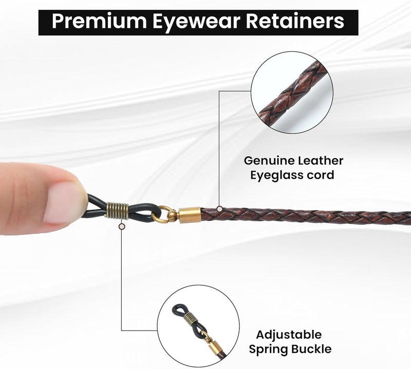GENIQUE Genuine Leather Glasses Strap, Eyeglass Chain,Eye Glasses holders around Neck, Sunglass Strap for Men - Image 2